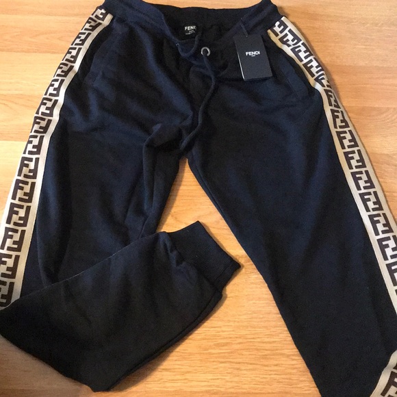 LAST1 FENDI logo striped men’s black jogger,XL!NWT - Picture 2 of 8